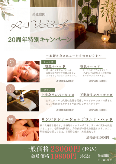 お好きなメニューを２つセレクト③上半身リンパ＋キャビ