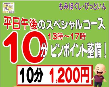 【平日13～17時限定】　ピンポイント整備！10分コース