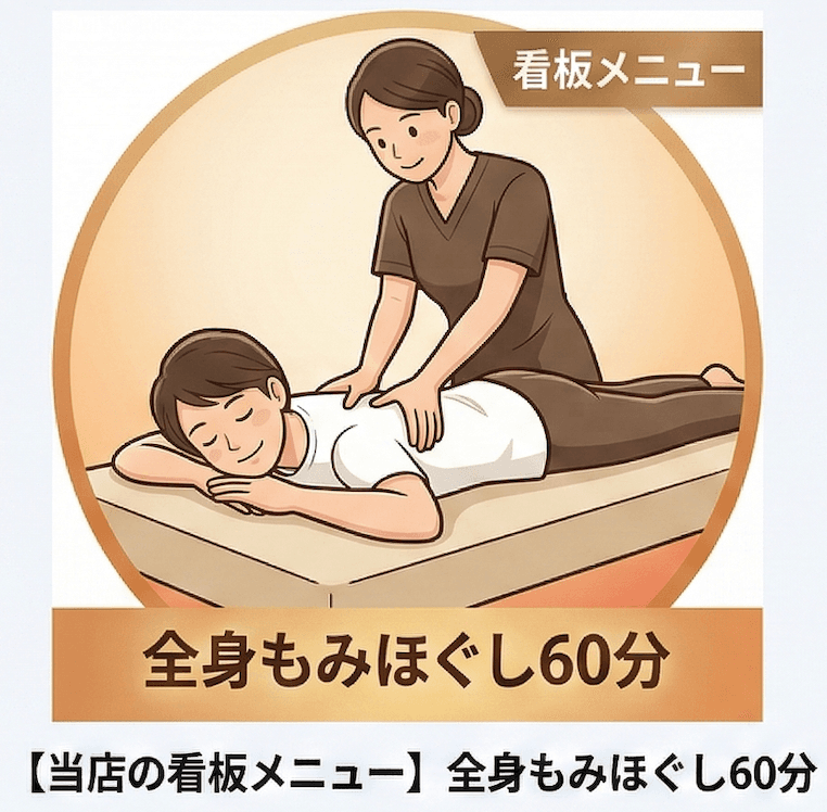 【当店の看板メニュー】全身もみほぐし60分◇迷ったらまずはコレ！