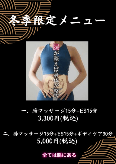 腸マッサージ15分＋EMS15分＋ボディケア30分