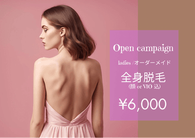 【新規限定】ladies★オーダーメイド全身脱毛(顔orVIO込)【純国産・認定脱毛器使用】通常料金9,000円