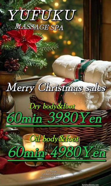 【NO.3 】クリスマスキャンペーン足つぼ+全身マッサージ（60分乾式）