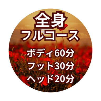 【I全身フルコース110分】ボディ60分＋フット30分＋ヘッド20分